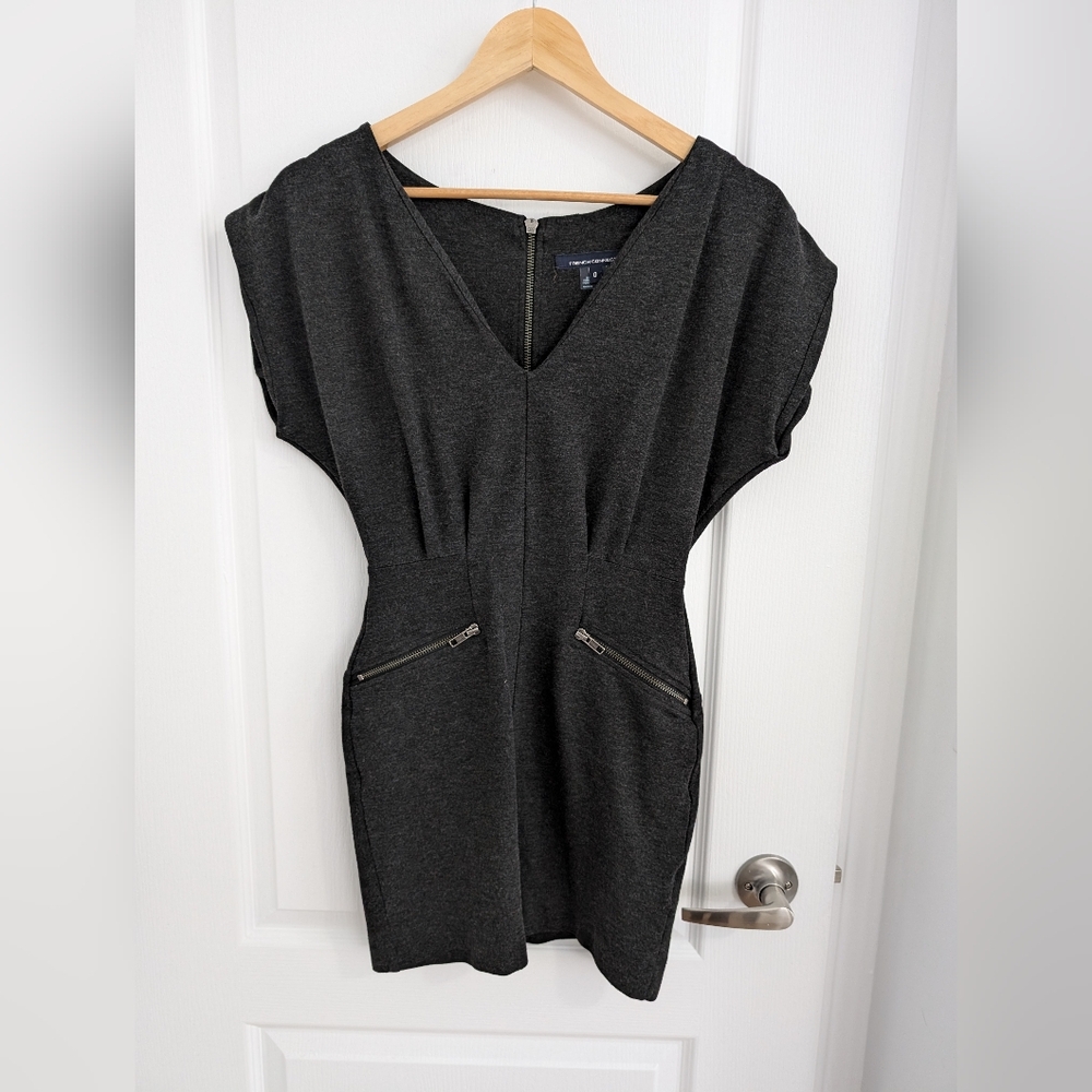 French Connection Women's Charcoal Grey Mini Dress - Size 0